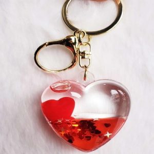 Cute Heart Liquid Keychain