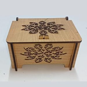 Wooden Jewelry Box with Laser Cut Design